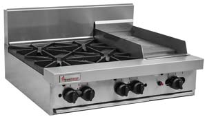 TRUEHEAT RCT9-4-3G Gas 4 Open Top Burners 300 Griddle