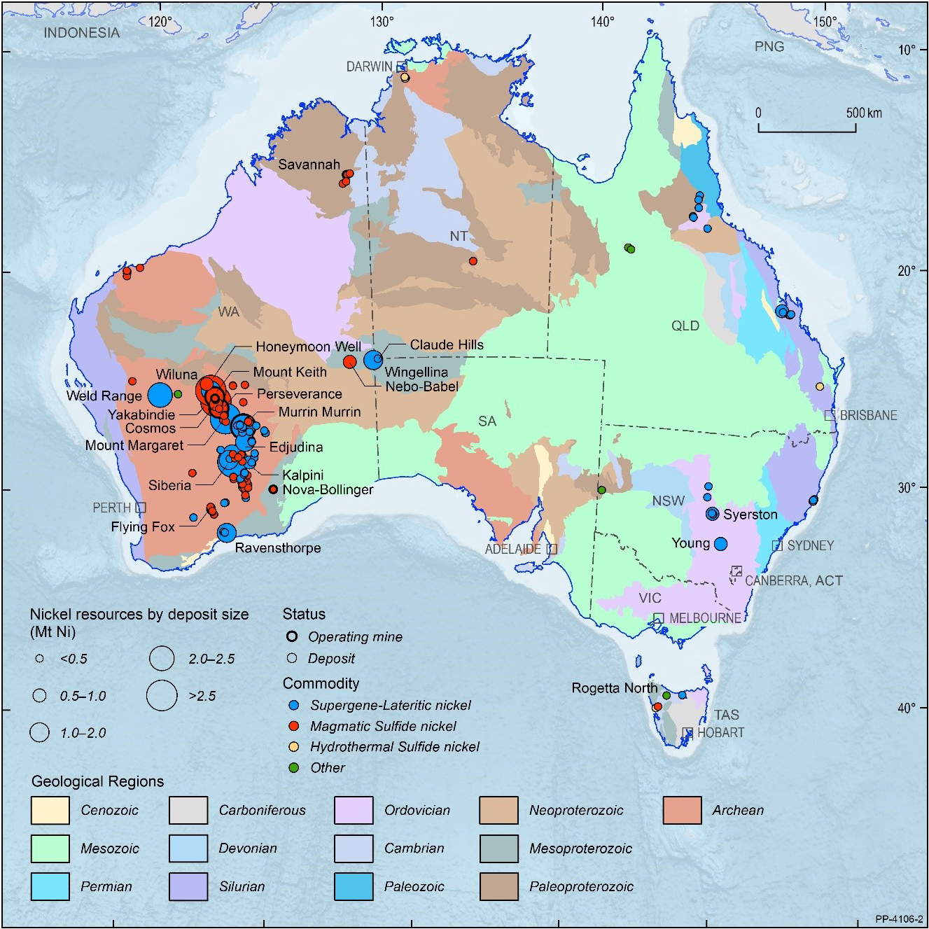 Nickel-Cu-PGE Mineral Potential Map, WA Dulfer, H. 2016 (Geoscience Australia) - Click to enlarge