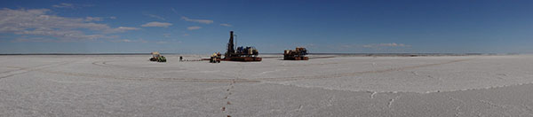Drilling on Lake Lefroy