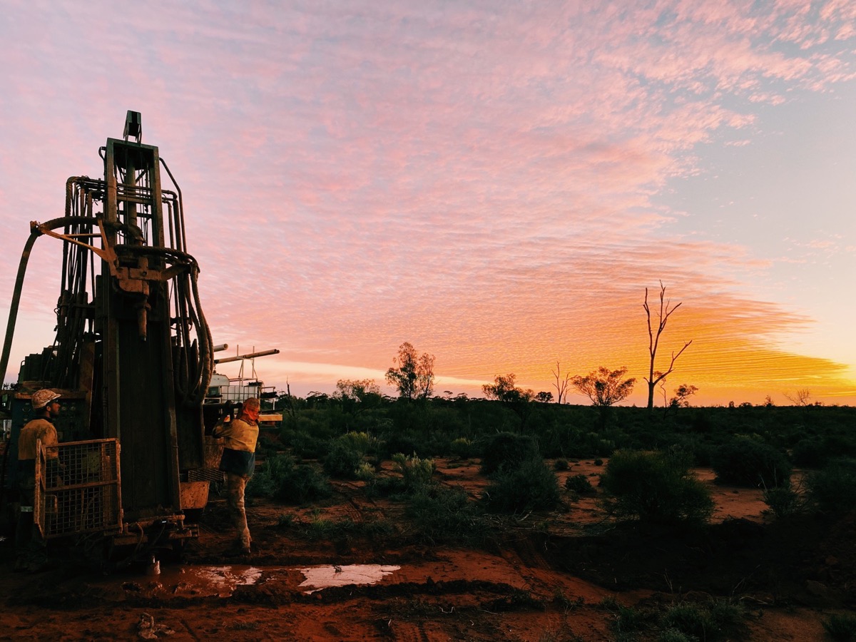 Sunset over the aircore rig