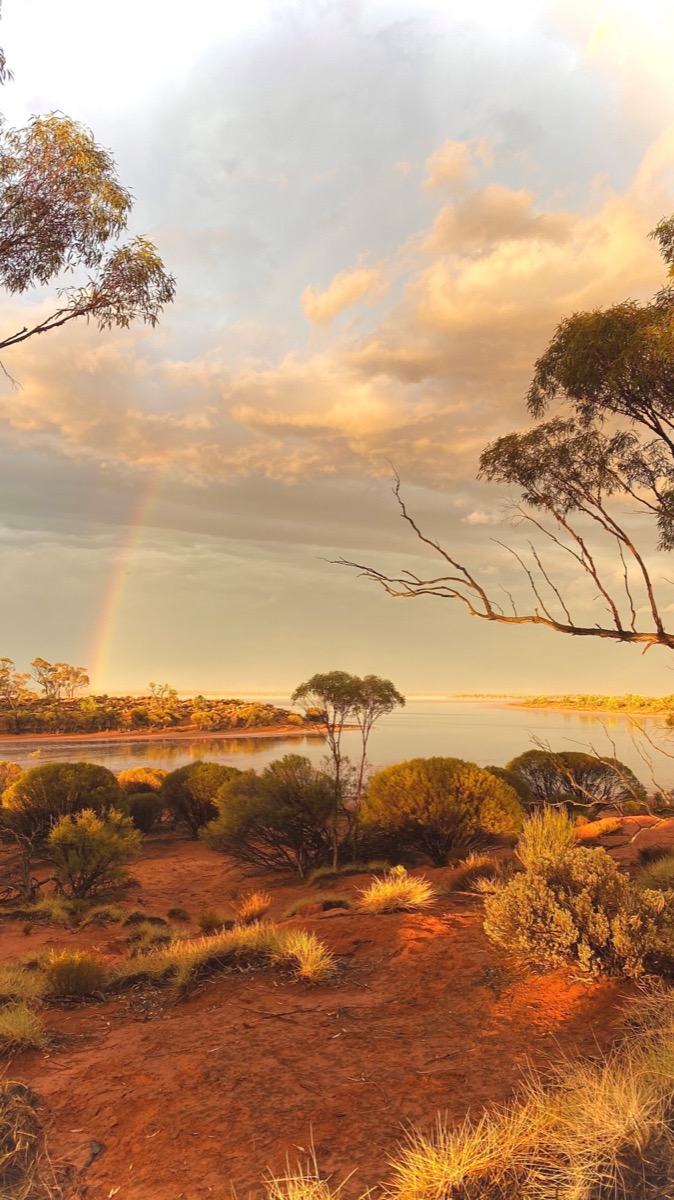 Rainbow over Lake Randall next to the exploration camp