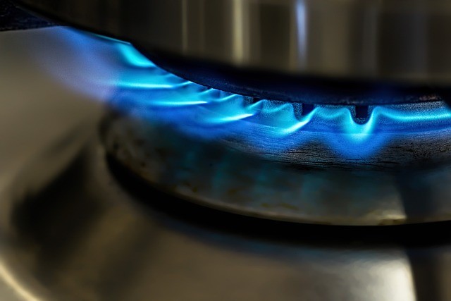 gas flame on cooktop