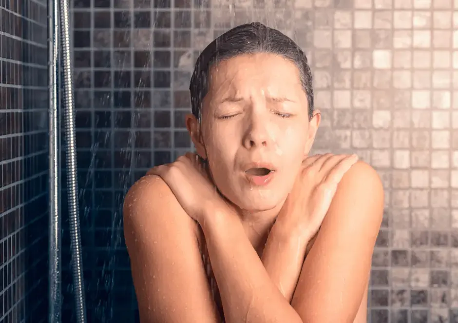 person having a cold shower