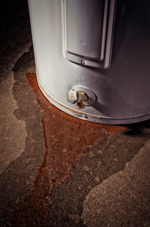 Rusting water heater unit leaking rusty water