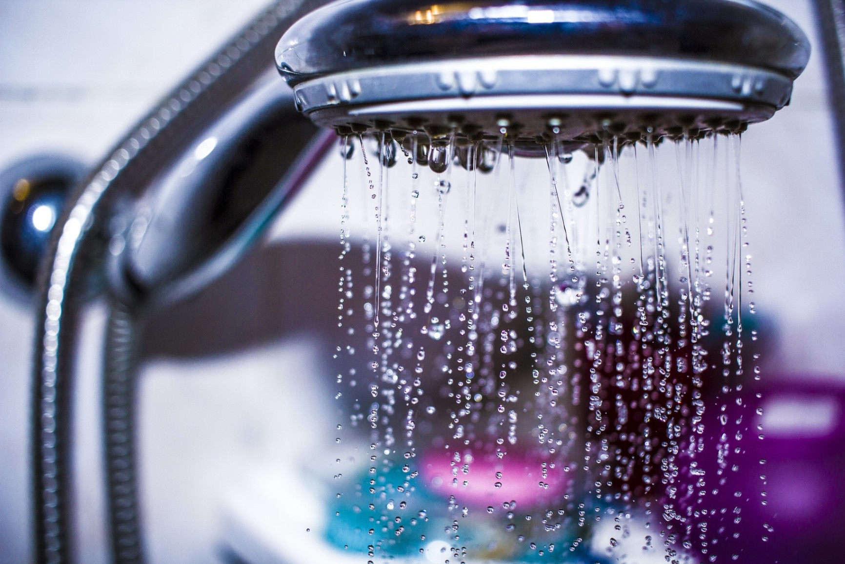 shower with flowing water