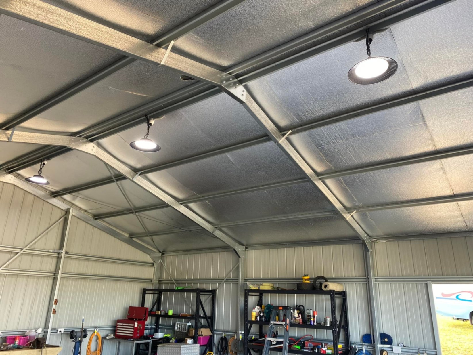 Shed Lighting installation - overhead lighting installed with shed wiring
