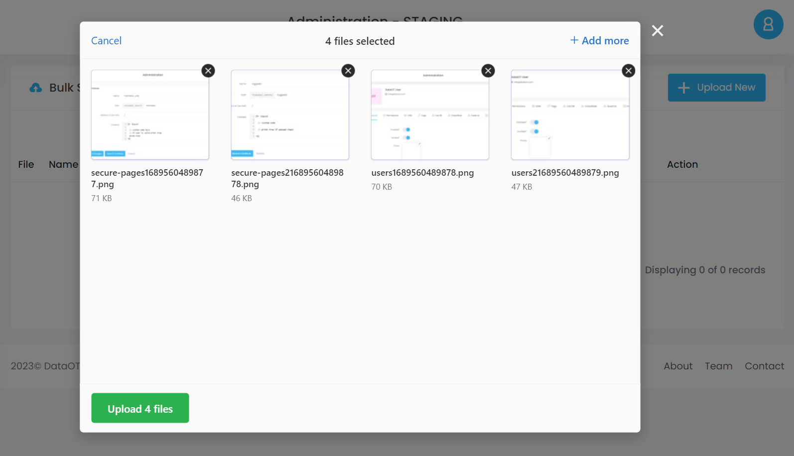 Bulk secure upload