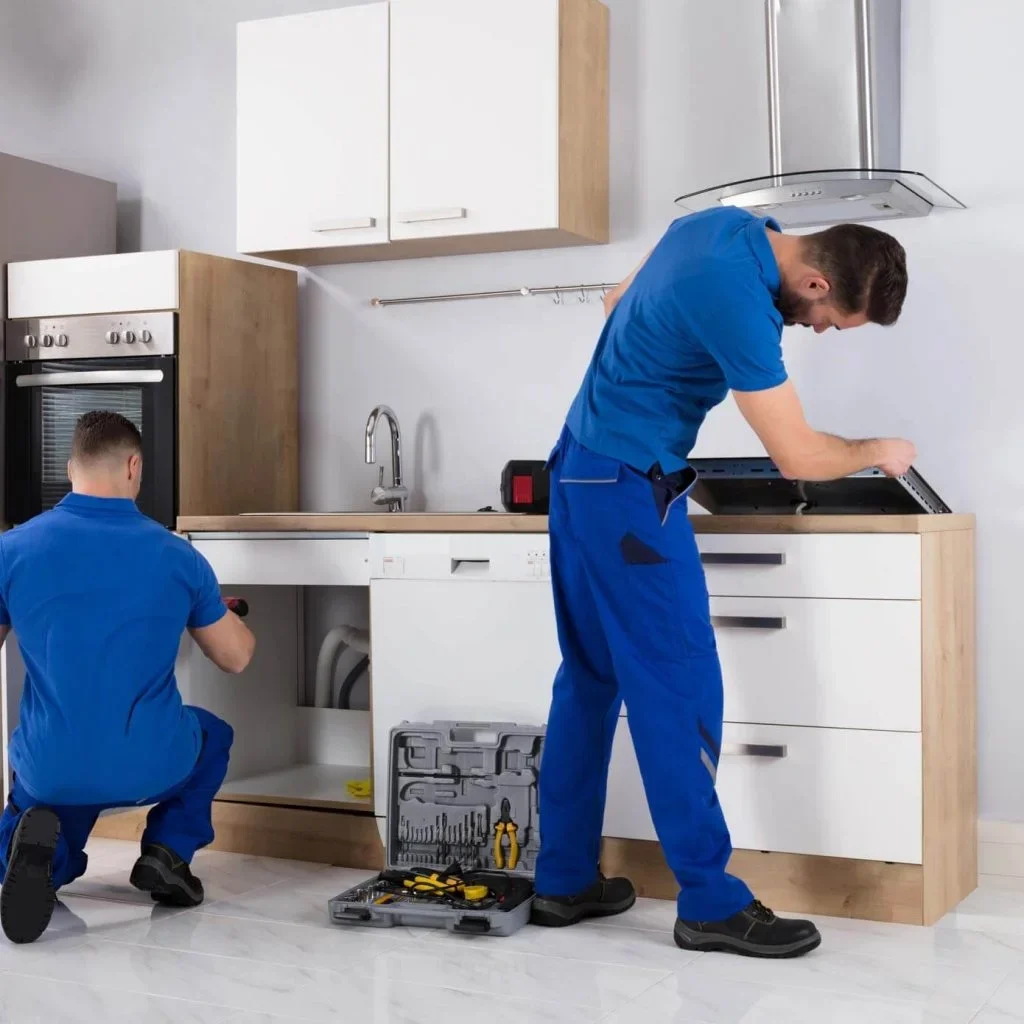 plumbers installing appliances