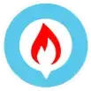 blue circle with red gas flame icon