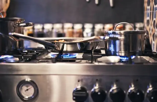 gas stove top with gas flame