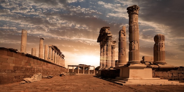 Accounting Advisory Insight Image. Eroding ancient pillars & sunset