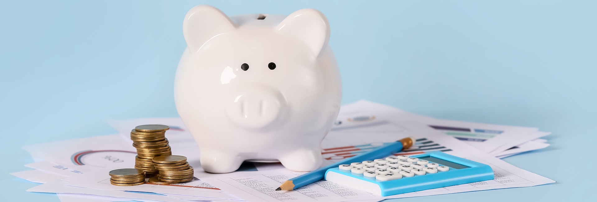 Piggy Bank and financial documents pension concept. blockchain advisory, audit, accountancy, advisory