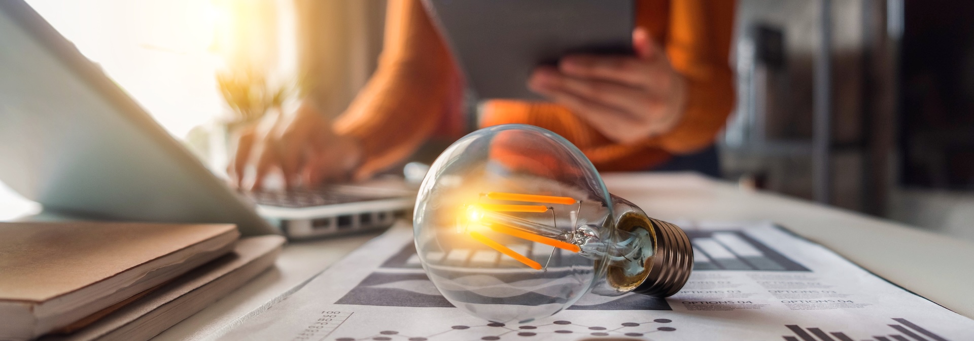 Lightbulb representing insight. tax audit, accountancy, advisory
