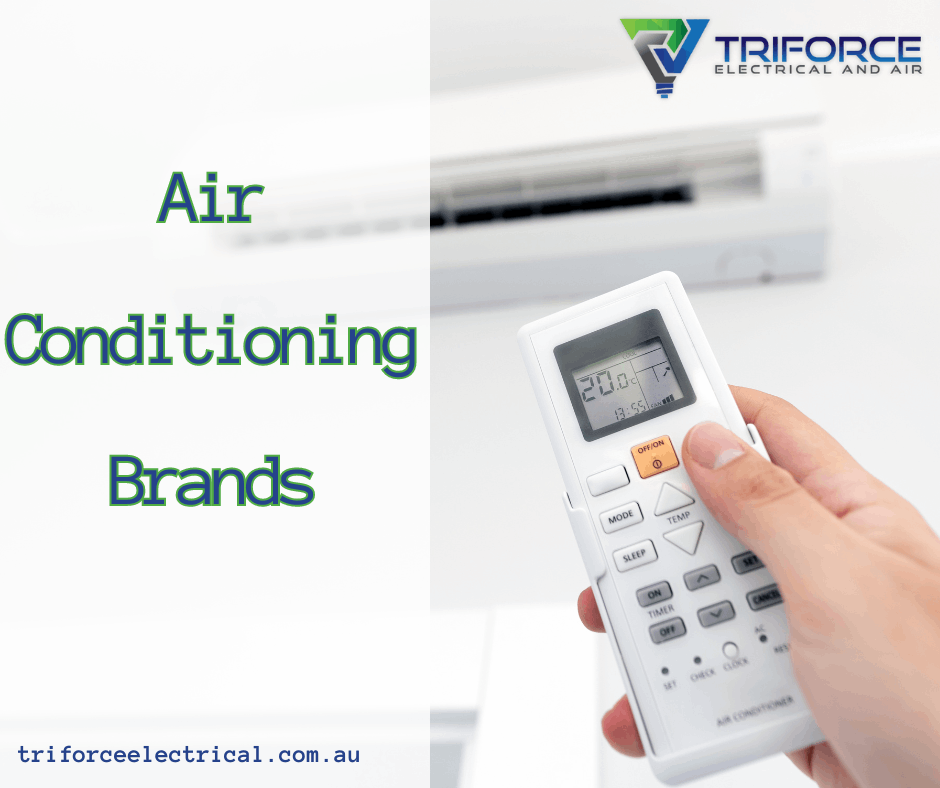 Split system air conditioning unit and remote with banner: Air Conditioning Brands