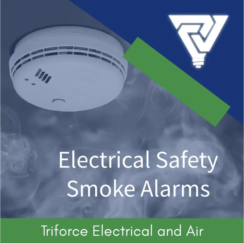Smoke surrounding a smoke alarm with title: Electrical safety smoke alarms
