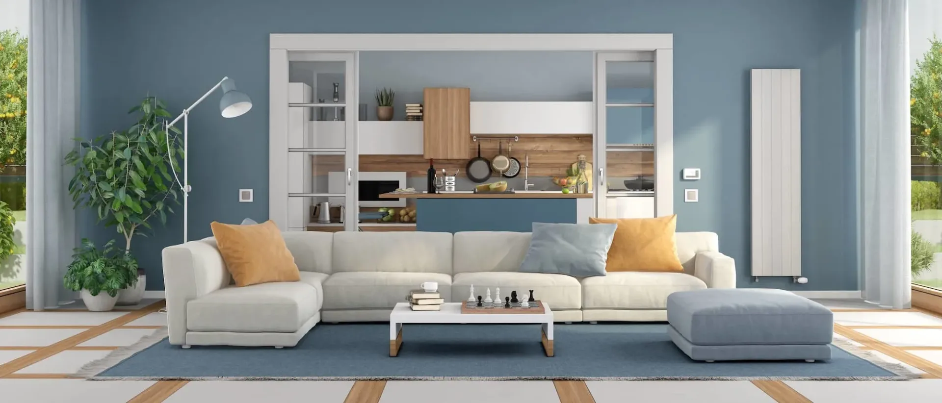 Living area with ducted air conditioning