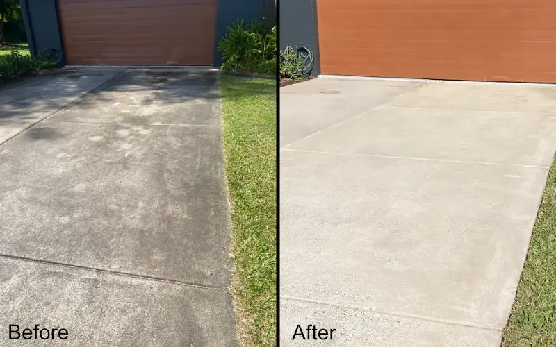 Driveway Pressure Cleaning Before and After