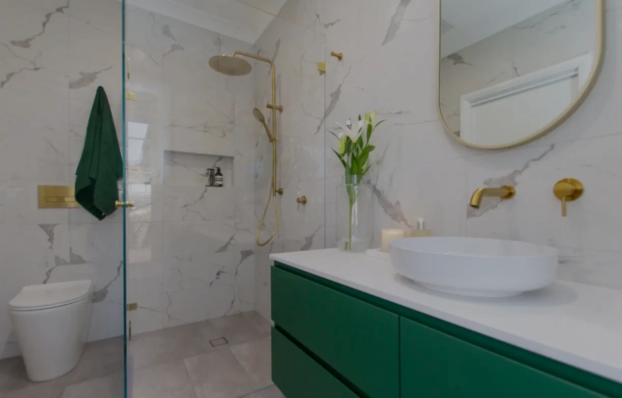 modern green bathroom  setup