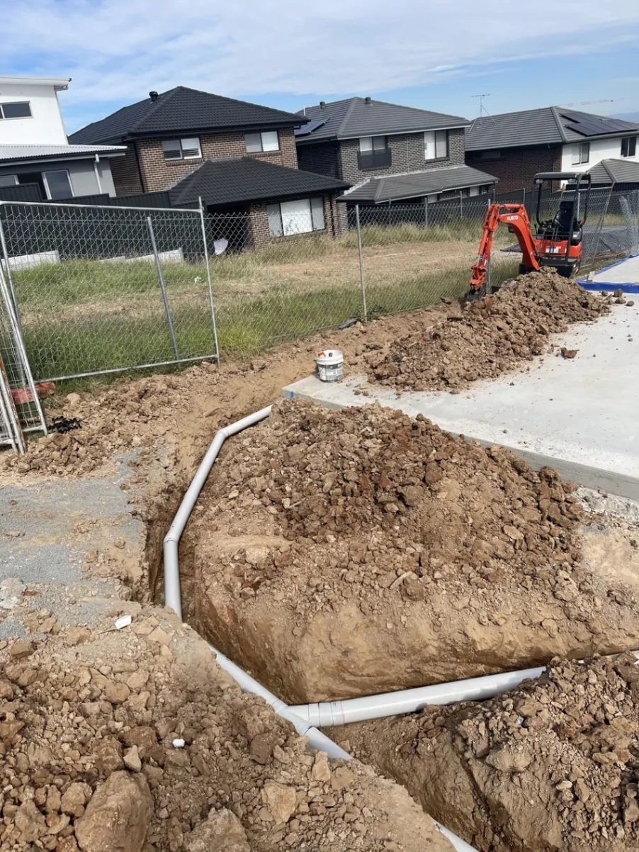 white pipes being installed