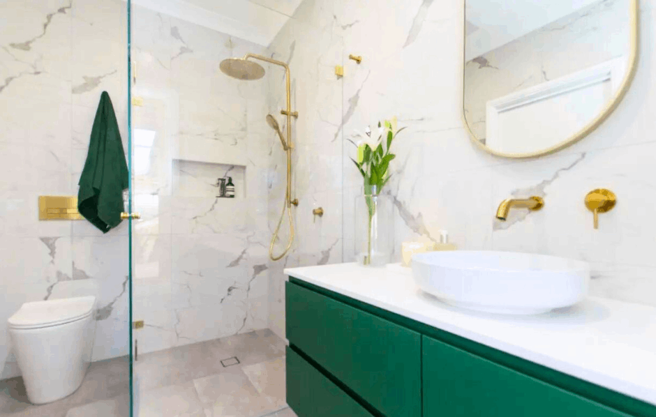 GRH Plumbing bathroom renovation including plumbing of shower, toilet, sinks & tapware installation