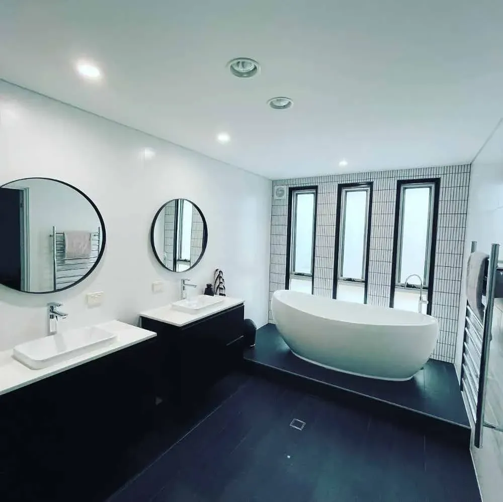 Stunning GRH Bathroom Renovation with plumbing of bathtub, sinks, tapware