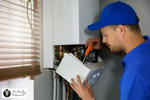 Plumber installing Hot water system