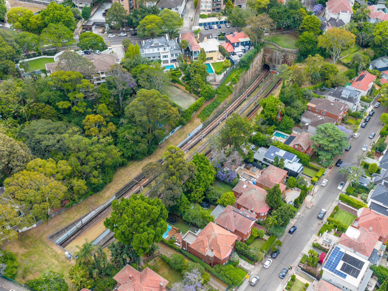 Sydney suburbs aerial view