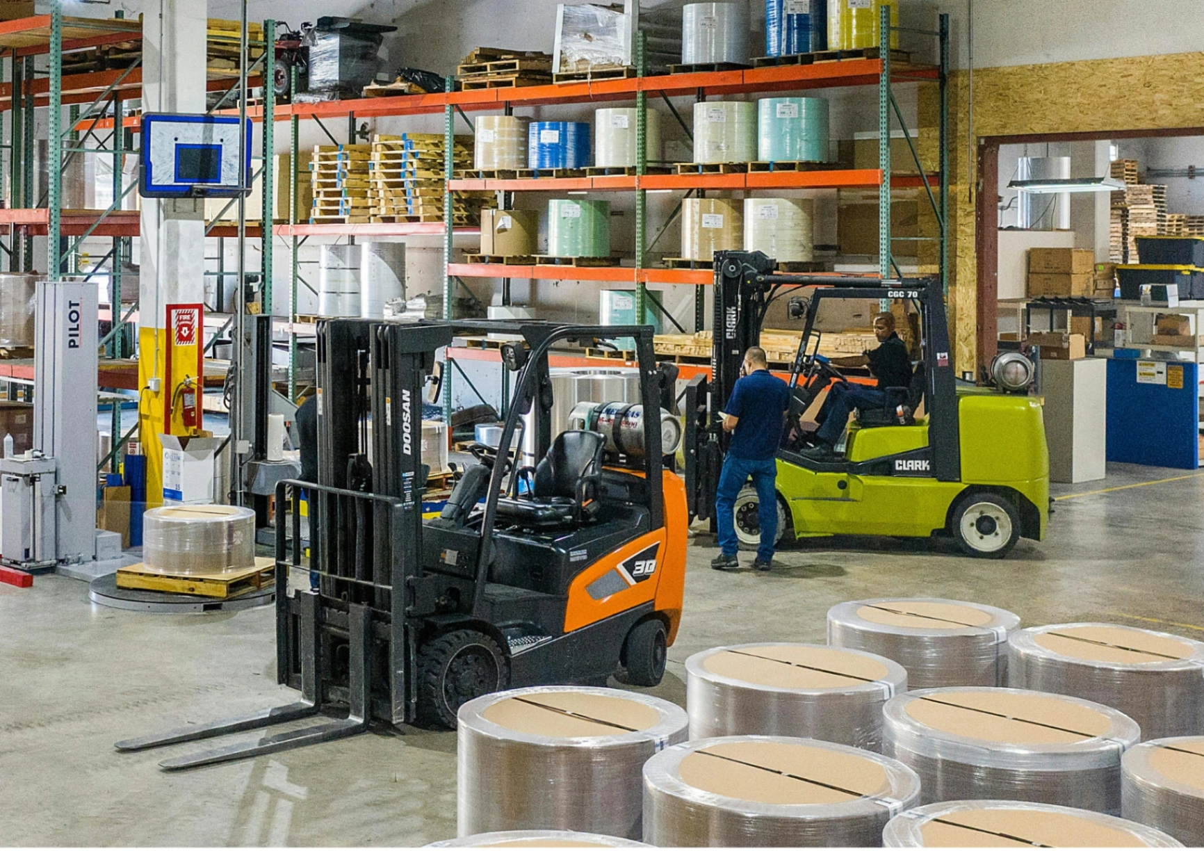 Warehouse with Electric Forklift