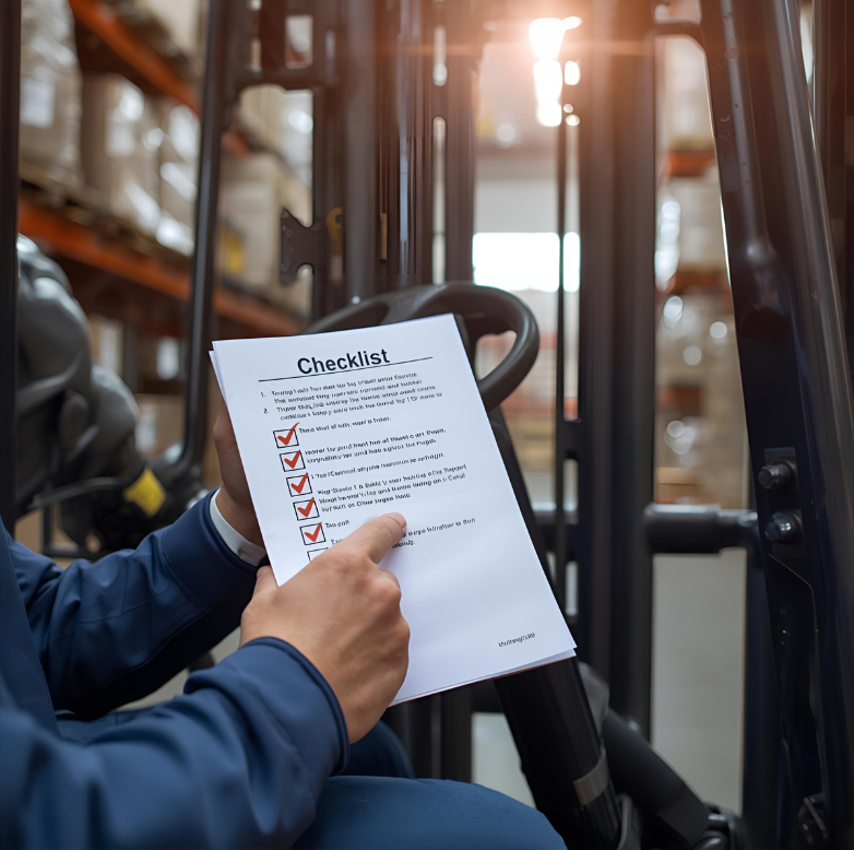 forklift pre-start checklist for inspection before using a forklift