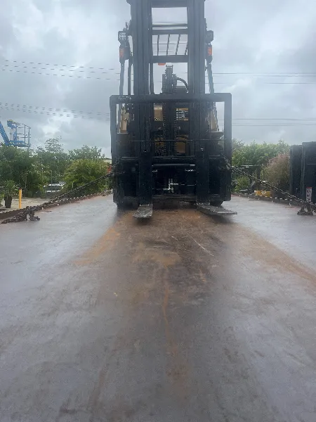 Front view forklift on truck tray