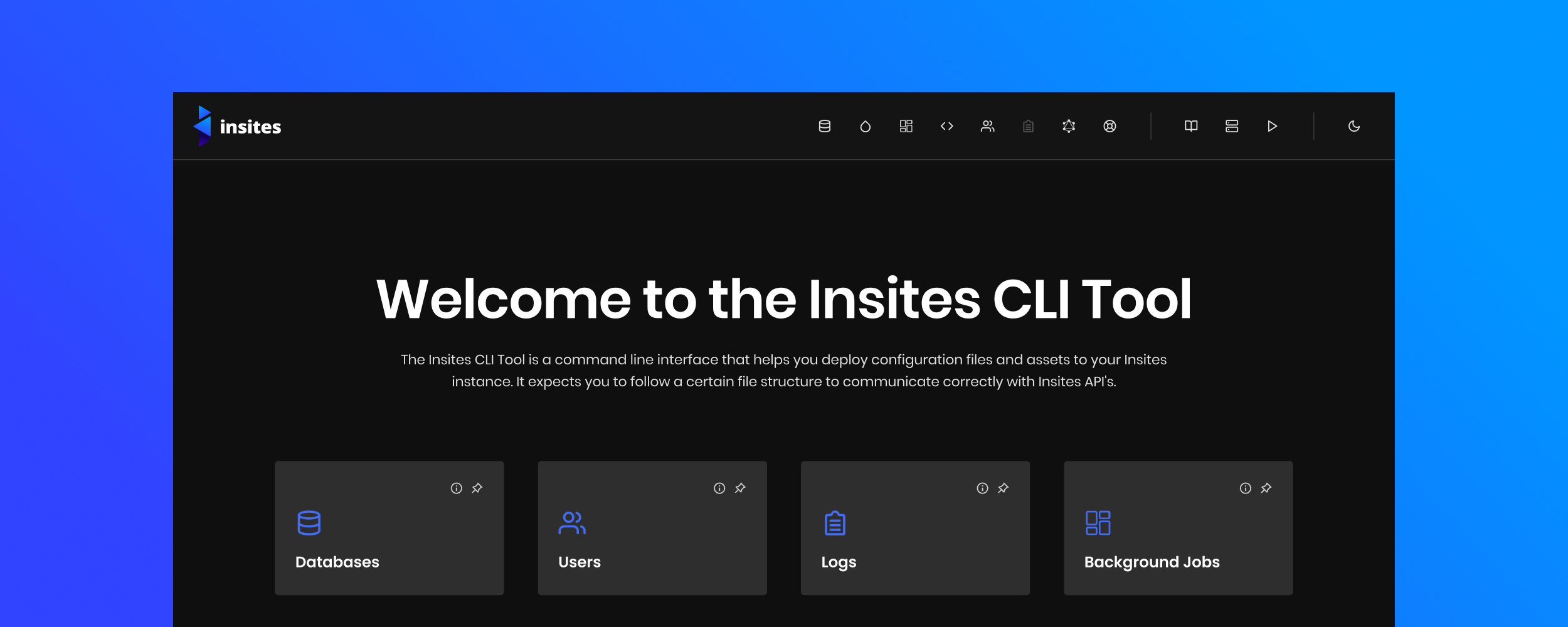 Insites CLI GUI Dark Mode