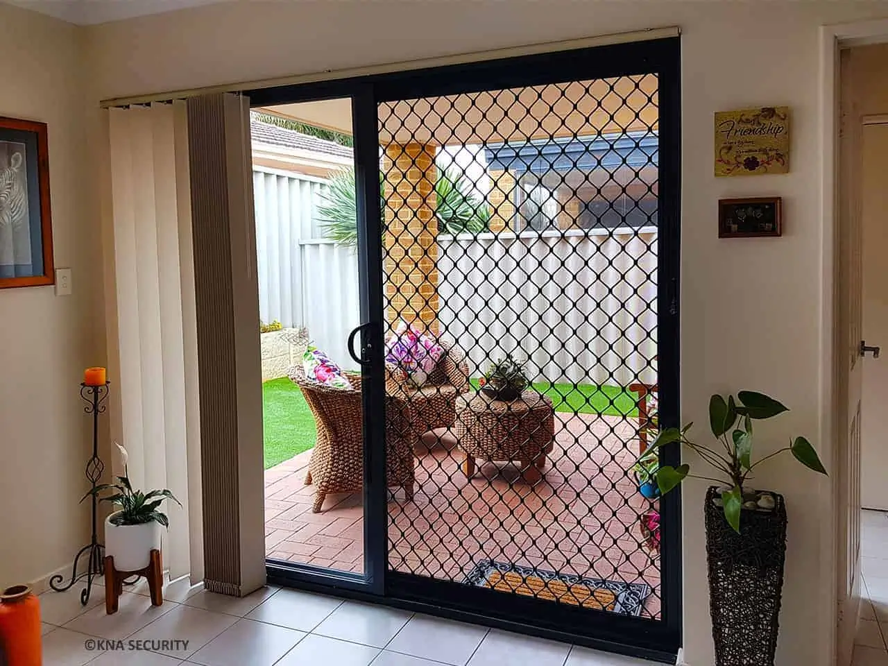 beautiful diamond grill screen door with outside view