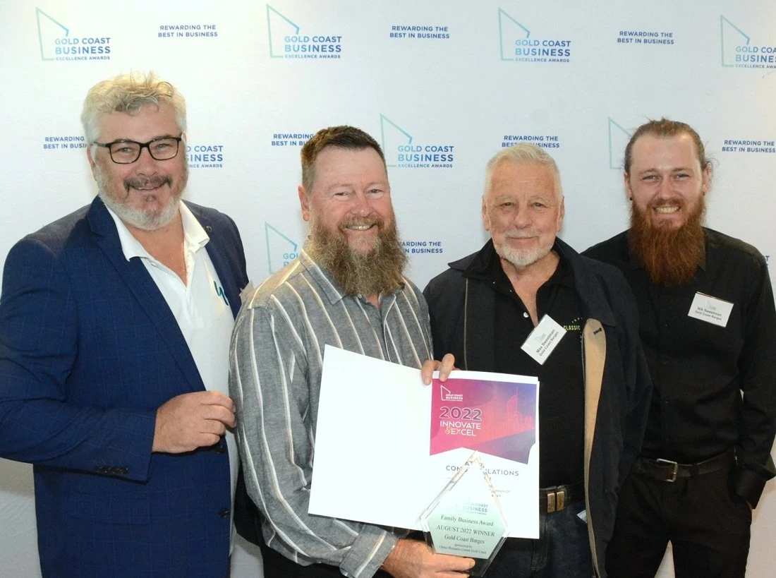 Greg Sweetman and the Gold Coast Barges team at the 2022 Gold Coast Business Excellence Awards