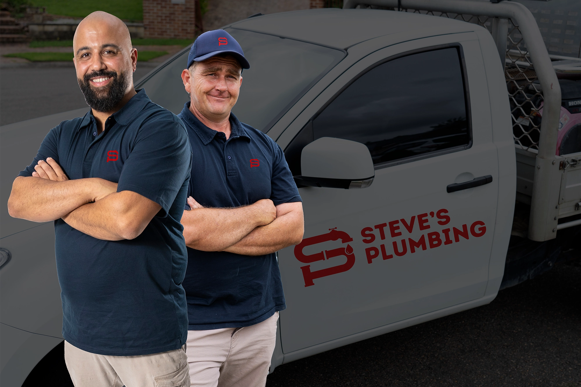Steve plumbing van with 2 technicians