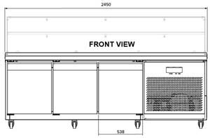 Airex AXR.SW.2450 3 Door Sandwich Preparation Fridge