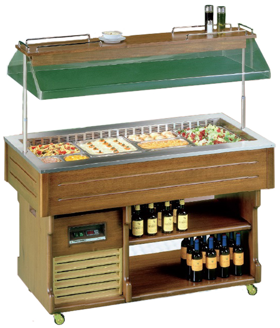 Tecfrigo Isola-6M Walnut Mobile Salad Bar