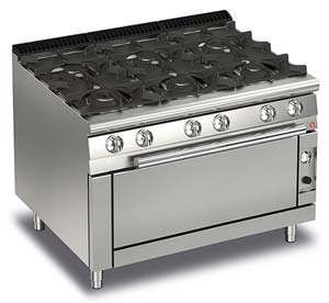 Baron Queen7 Q70PCFL/G1205 6 Burner Gas Range Large Oven