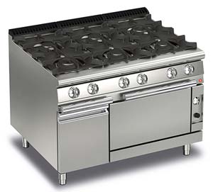 Baron Queen7 Q70PCF/G1205 6 Burner Gas Range Oven