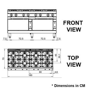 Baron Queen7 Q70PCF/G1605 8 Burner Double Oven Gas Range