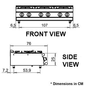 Baron Queen7 Q70PC/G1205 6 Burner Gas Cook Top