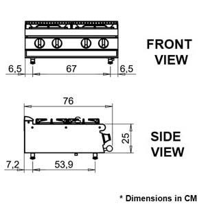 Baron Queen7 Q70PC/G8005 4 Burner Gas Cook Top