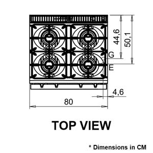 Baron Queen7 Q70PC/G8005 4 Burner Gas Cook Top