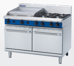 Blue Seal G528B Gas Double Static Oven 4 Burner 600 Griddle Range