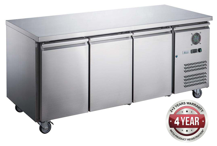 FED-X XUB6C18S3V SS 3 Door Bench Fridge