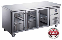 FED-X XUB7C18G3V SS 3 Door Bench Fridge