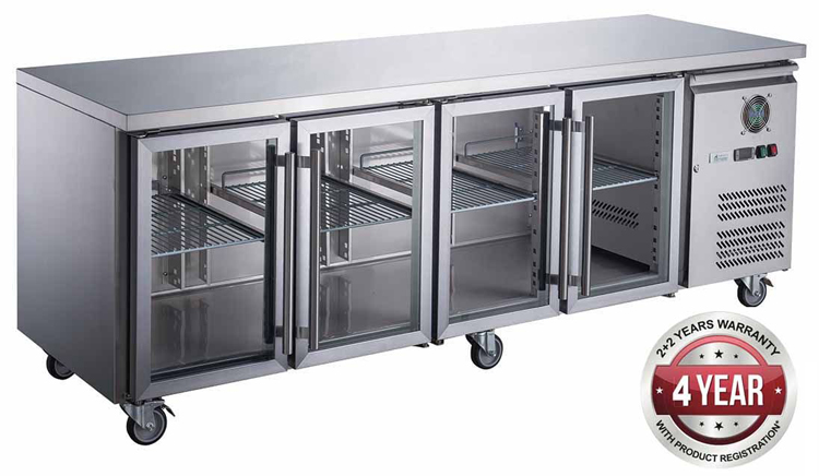 FED-X XUB7C22G4V SS 4 Door Bench Fridge