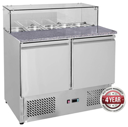 Thermaster GNS900E 2 Door Marble Top Salad Prep Fridge