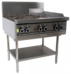 Garland GF36-4G12T Restaurant Series Gas 4 Open Top Burners 300mm Griddle Modular Top