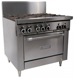 Garland GFE36-6C Restaurant Series Gas 6 Open Top Burners Convection Oven Electronic Ignition