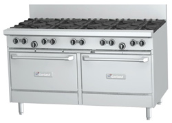 Garland GF60-4G36RR Restaurant Series Gas 6 Open Top Burners 600mm Griddle 2 Standard Ovens